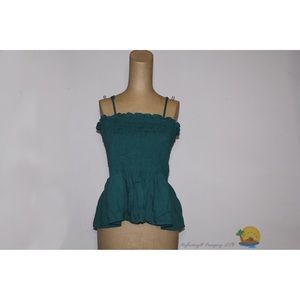 Green Strap Peplum Blouse